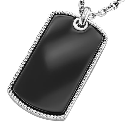 SAVE BRAVE BLACK ONYX STEEL MEN'S DOG TAG NECKLACE