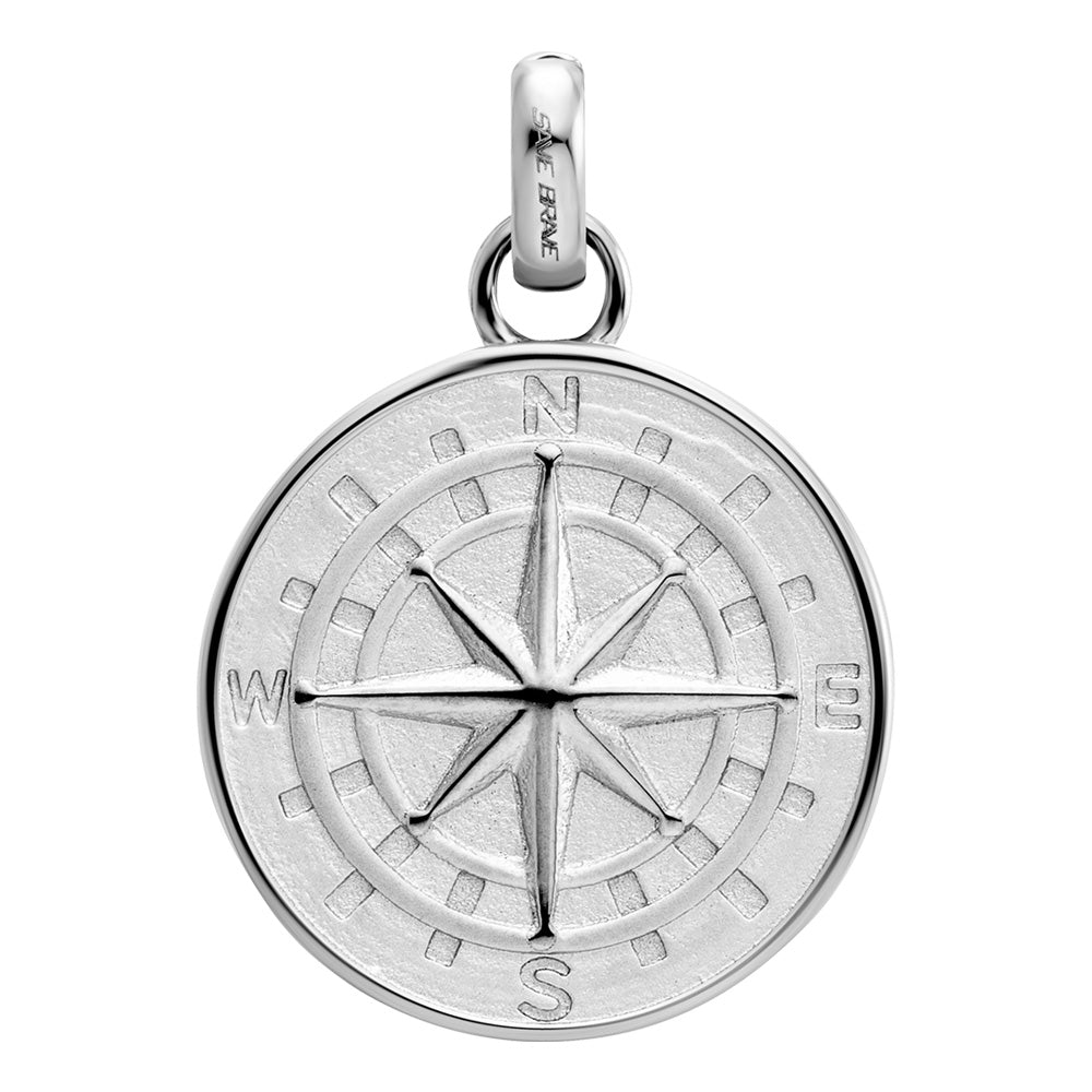 SAVE BRAVE NORTH STAR COMPASS STEEL MEDALLION NECKLACE