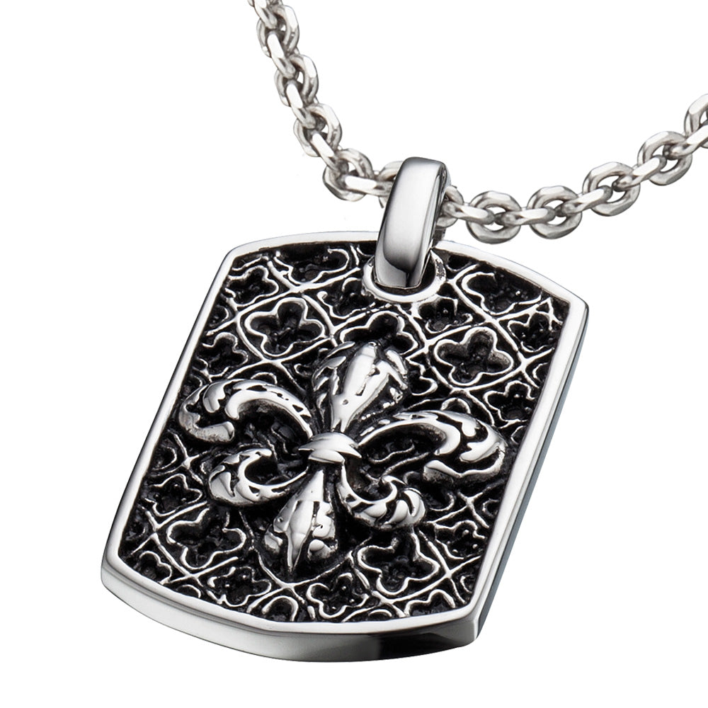 SAVE BRAVE FLEUR-DE-LIS DOG TAG NECKLACE