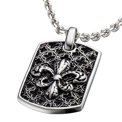 SAVE BRAVE FLEUR-DE-LIS DOG TAG NECKLACE