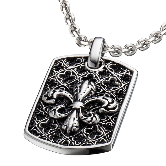 SAVE BRAVE FLEUR-DE-LIS DOG TAG NECKLACE