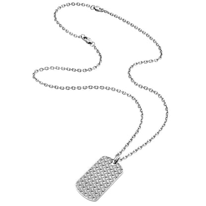 SAVE BRAVE WEAVE CHECKER PLATE DOG TAG MEN'S STEEL NECKLACE