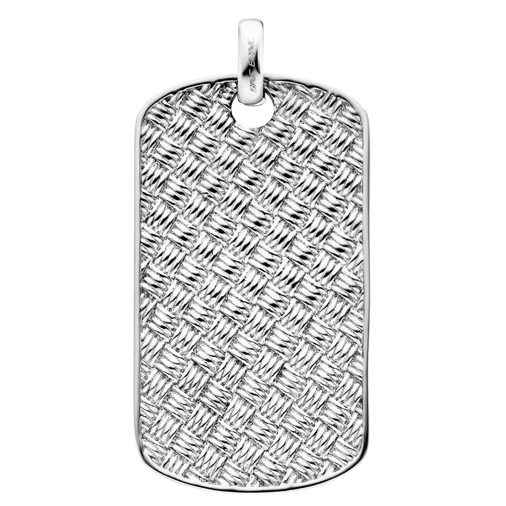 SAVE BRAVE WEAVE CHECKER PLATE DOG TAG MEN'S STEEL NECKLACE